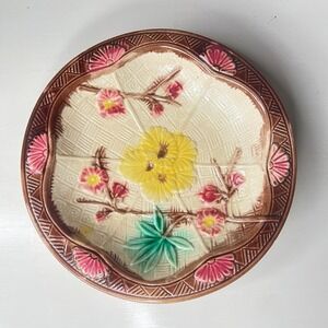 Antique 19th Century Majolica Floral Plate 8" Saint Louis Pattern
